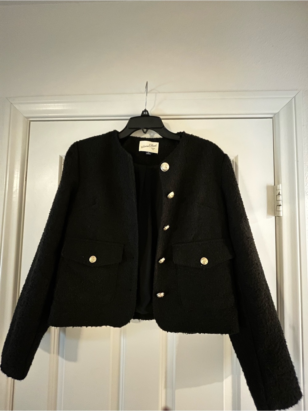 Universal Thread Bucle Textured Blazer Black Gold Buttons XS